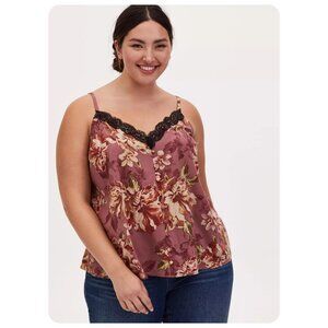 Torrid Chablis Floral Lace Trim Spaghetti Strap Cami Tank Top sz 2